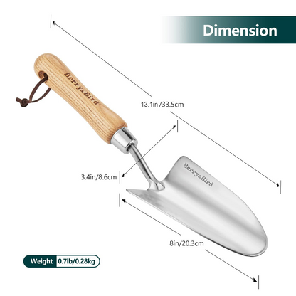 Garden Tools Hand Trowel 13.1 inch Stainless Steel Potting Soils Scoop with Wood Handle