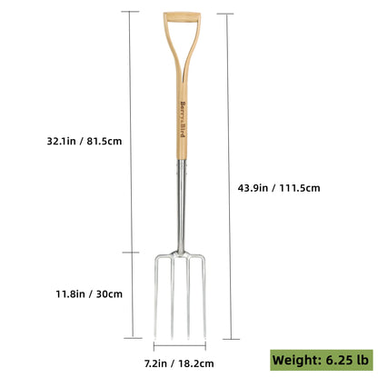 Garden Tool Set 2 PCS 43 inch Stainless Steel Gardening Tool Kit (Digging Spade, Digging Fork)