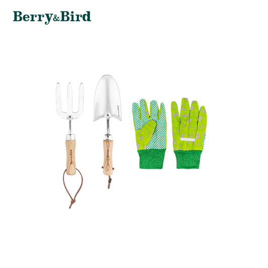 Garden Tool Set 3 PCS Gardening Tool Kit For Children (Hand Trowel, Hand Fork, Glove)