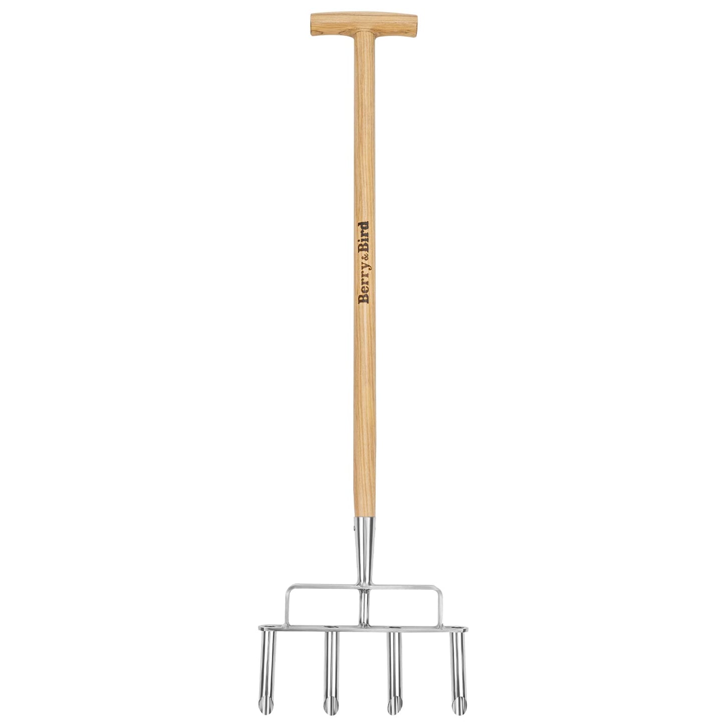 Garden Tools Stainless Steel Lawn Coring Aerator Tool 40 inch 4 Core Spike Tines Plug with Wooden Handle