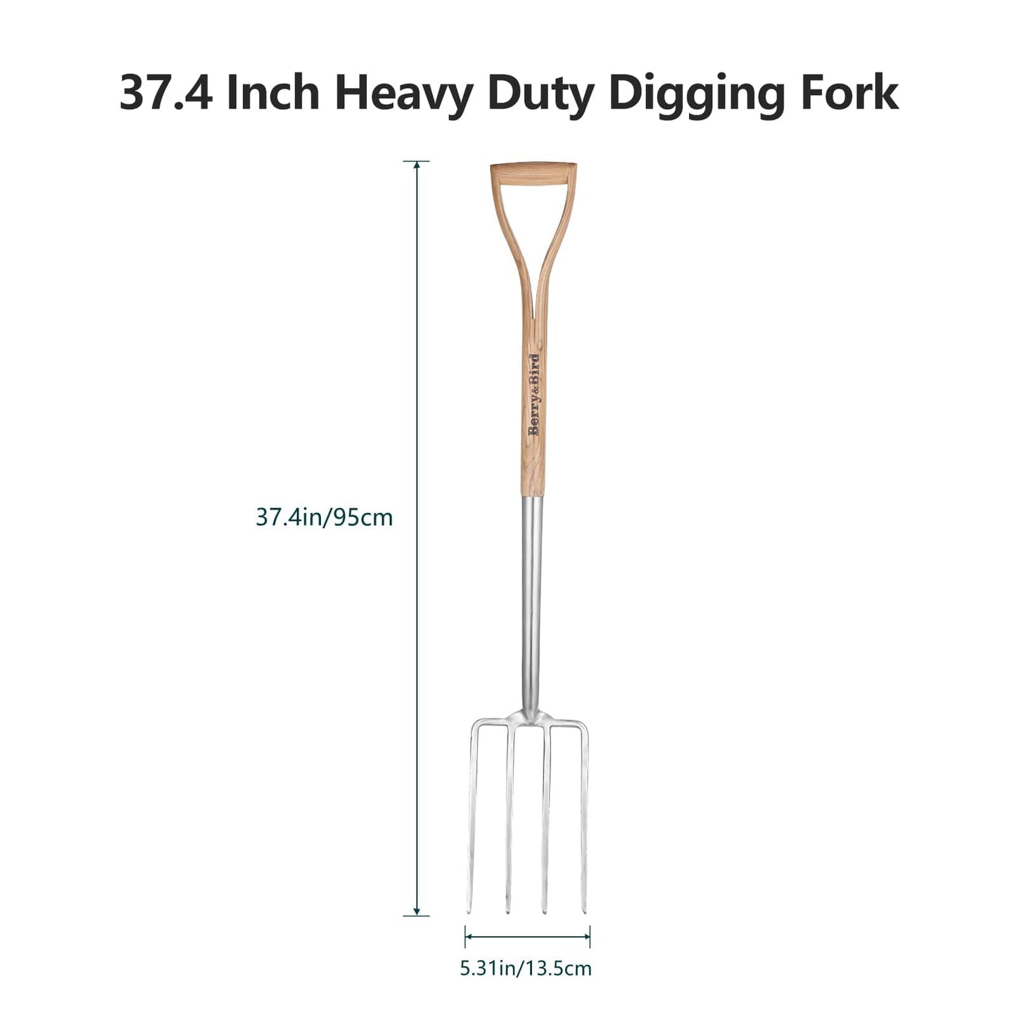 Garden Tools 4-Tine Stainless Steel Digging Fork  37.4 inches D-Grip Handle