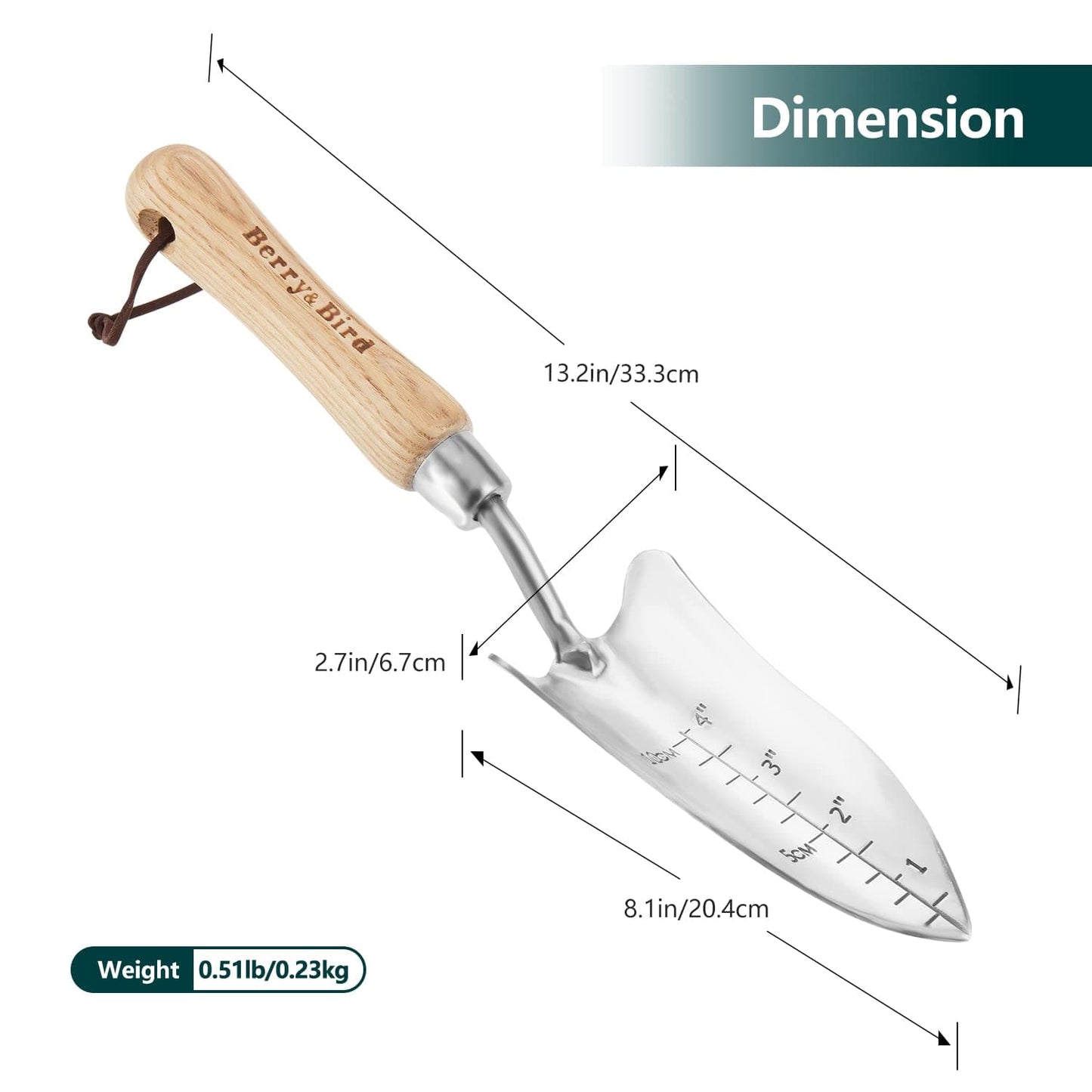 Garden Tools Transplanter Trowel with Wooden Handle