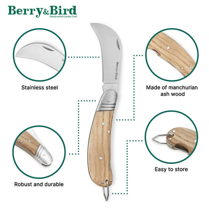 Gardening Folding Pocket Knife with Stainless Steel Blade