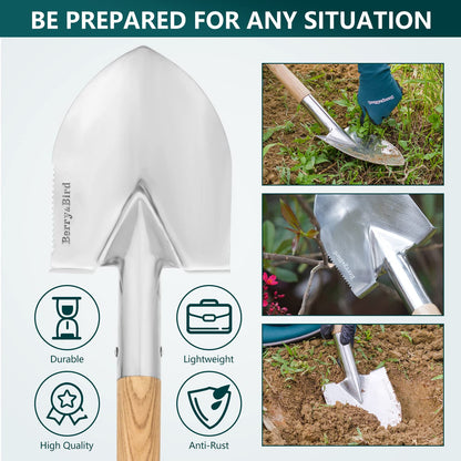 Camping Shovel 19.8 inch Multipurpose Stainless Steel Gardening Digging Spade