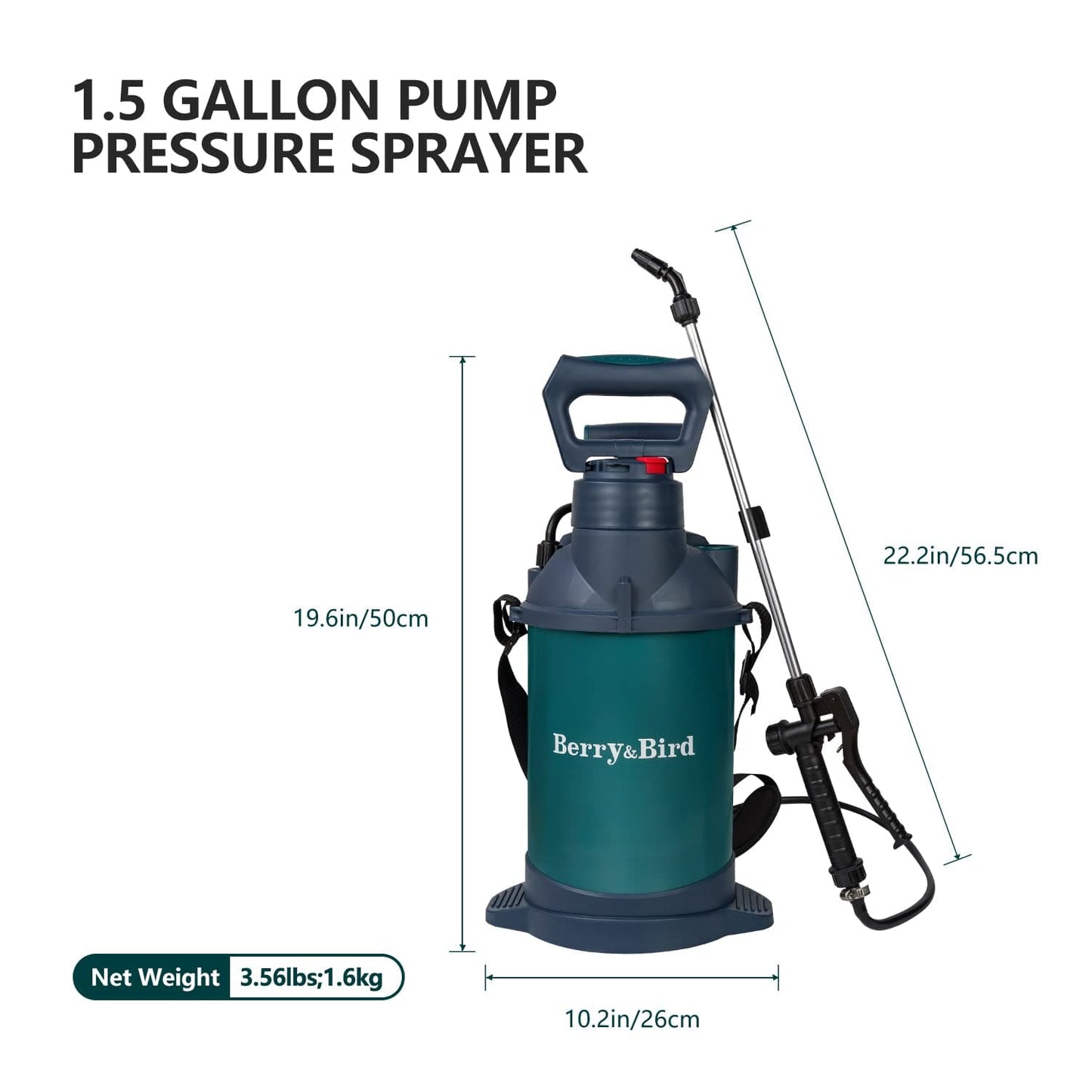 Sprayer Bottle 1.5 Gallon Pump Sprayer 5L with Adjustable Shoulder Strap & Nozzle