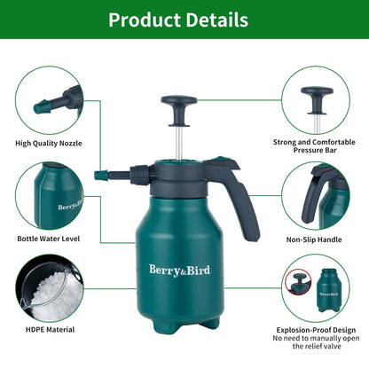 Sprayer Bottle 0.5 Gallon 68 oz Pump Sprayer 2L with Adjustable Nozzle