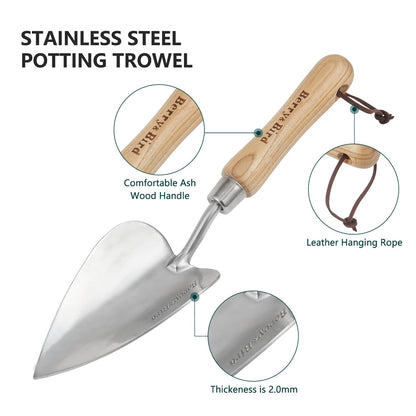 Garden Tools Potting Trowel Stainless Steel Hand Shovel with Wood Handle